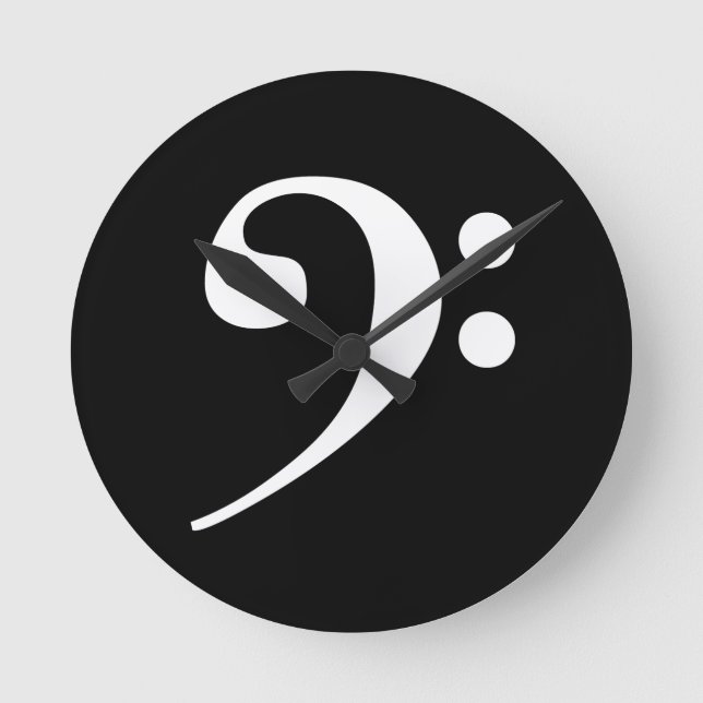 White Bass Clef Rund Klocka (Framsida)