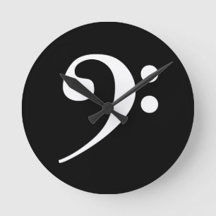 White Bass Clef Rund Klocka