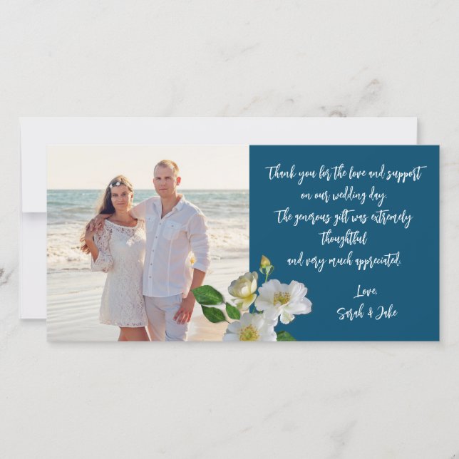 White Beach Ro Bröllop Photo Tack Kort (Framsida)