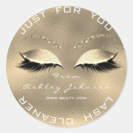 White Beauty Salon Glitter Sepia Guld Lash Cleaner Runt Klistermärke