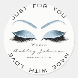 White Beauty Salon Glitter White Blue Tack Runt Klistermärke