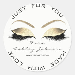 White Beauty Salon Glitter White Guld Tack Runt Klistermärke