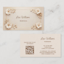White Beige 3D Flowers