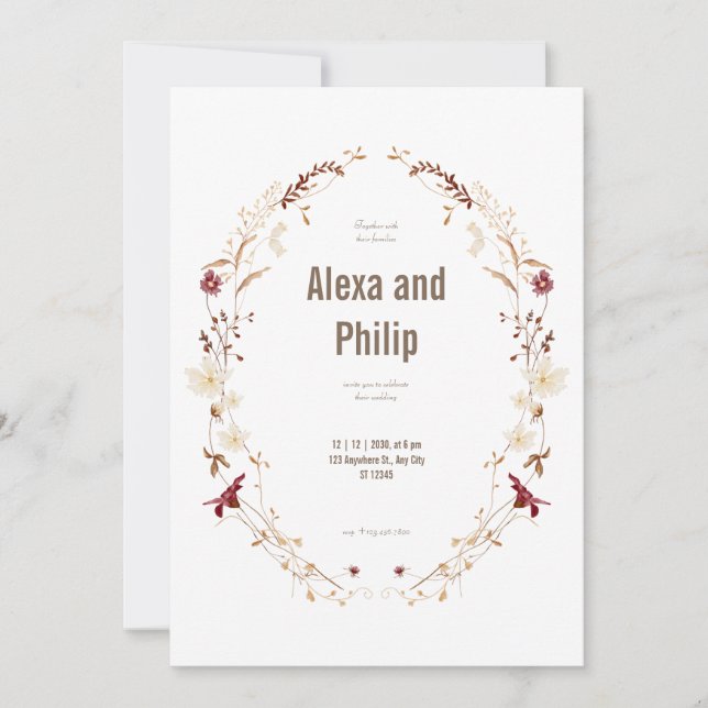 White Beige Elegant Classy Fall Wedding Inbjudningar (Framsida)