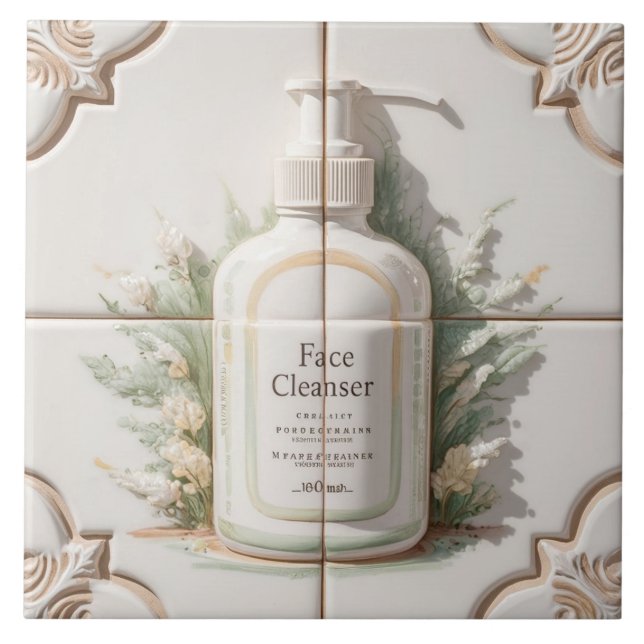 White Beige Frasige Cleanser Flaska Funny Bathroom Kakelplatta (Framsidan)
