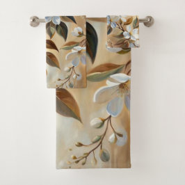 White Beige Gren Bath Towels