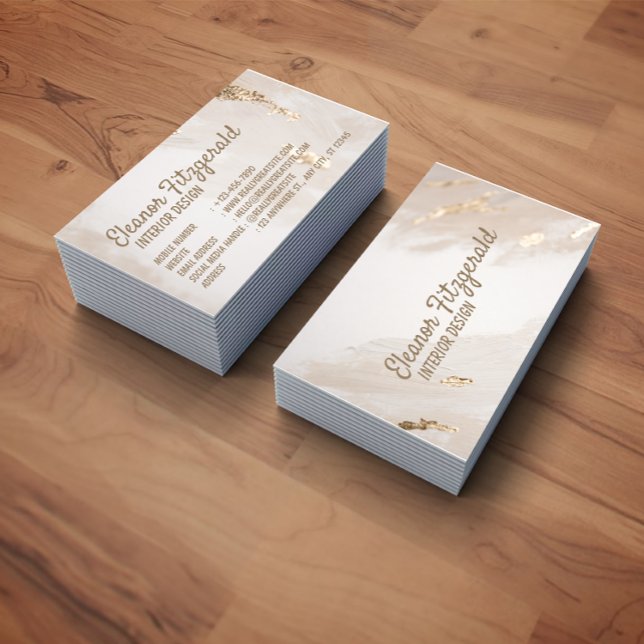 White & Beige Minimalist Interior Design Style Visitkort (Skapare uppladdad)
