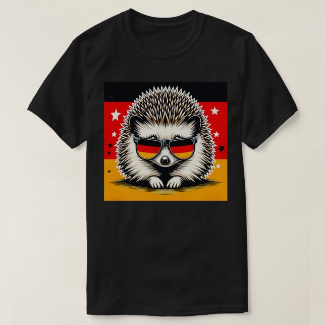 White Belllied Hedgehog with Sunglass Animal Kärle T Shirt (Design framsida)