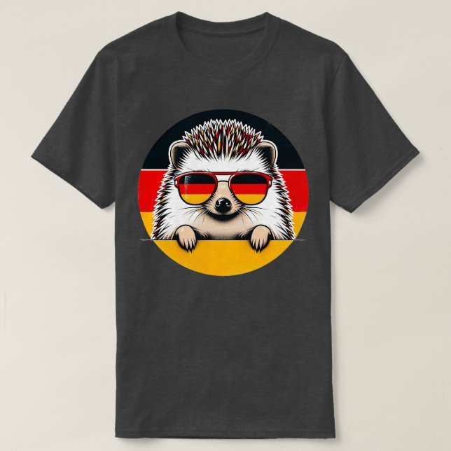 White Belllied Hedgehog with Sunglass Animal Kärle T Shirt (Design framsida)