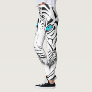 White Bengal Tiger Bläck Art Leggings