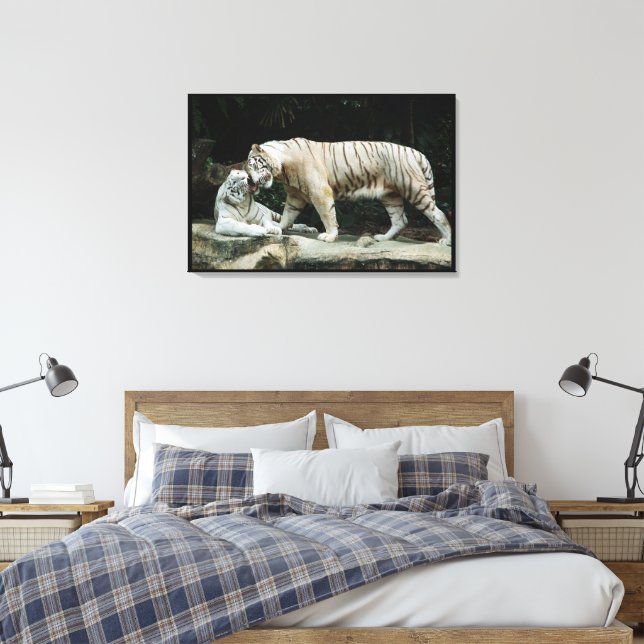 White Bengal Tiger Wrapped Canvastryck (Insitu (sovrum))