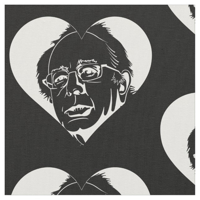 White Bernie sanders-hjärta Tyg (Närbild)