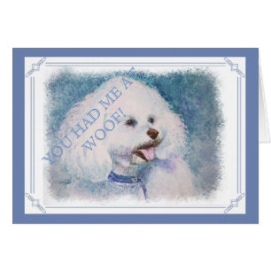 WHITE BICHON FRISE HÄLSNINGSKORT