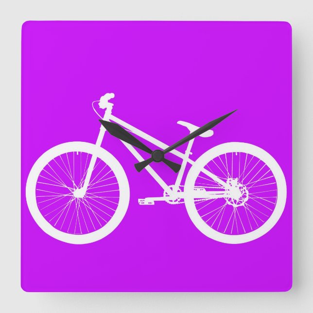 White Bike på Lila Fyrkantig Klocka (Framsida)