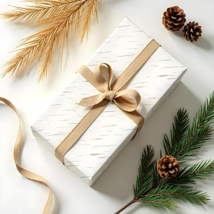 White Birch Bark Woodgrain Träd Struktur jul Presentpapper