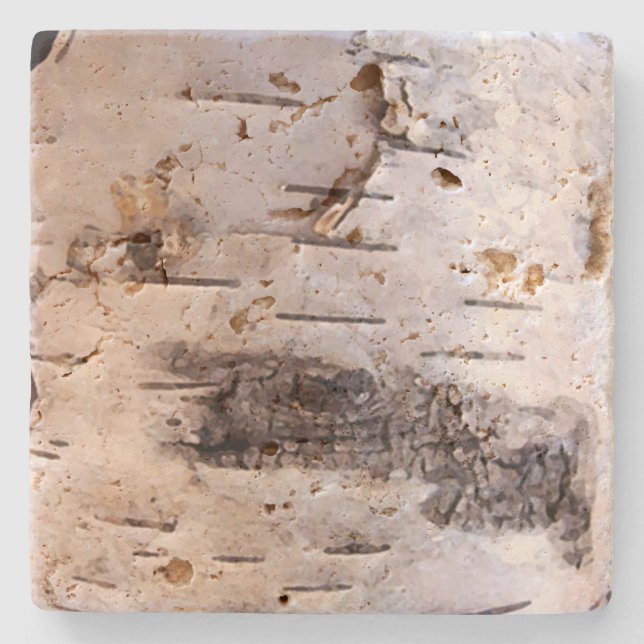 White Birch Träd Bark Stenunderlägg (Framsidan)