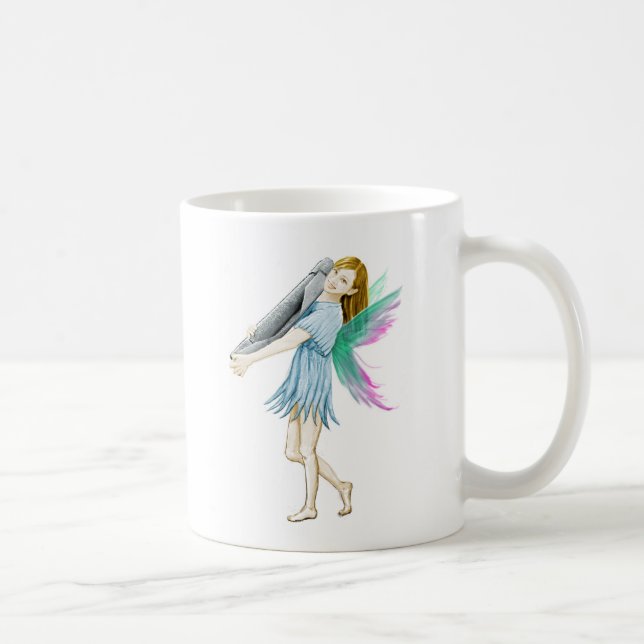 White Birch Träd Fairy Carrying Bark Kaffemugg (Höger)