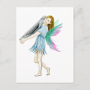 White Birch Träd Fairy Carrying Bark Vykort