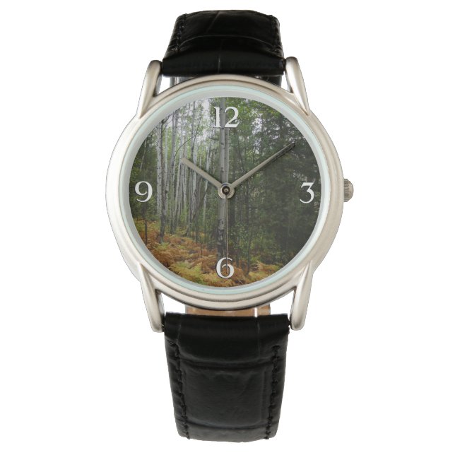 White Birch Träd och Fall Ferns i Rocky Mountain Armbandsur (Framsida)