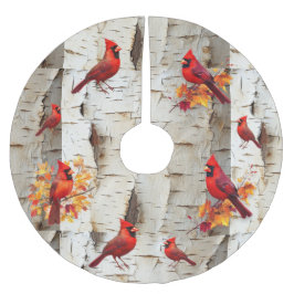 White Birch Träd Red Cardinals Julgransmatta Borstad Polyester