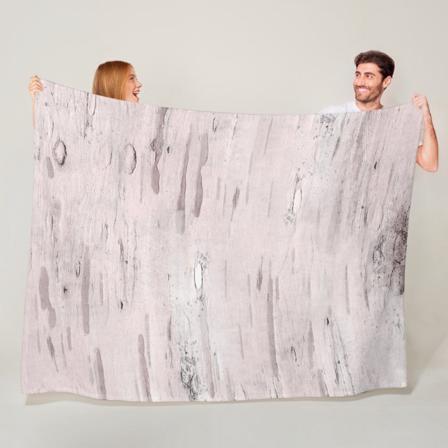 White Birch Träd Wood Rustic Barn Chic Farmhouse Fleecefilt (På plats)