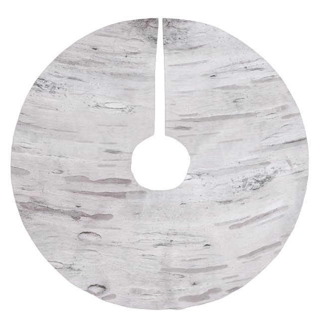 White Birch Träd Wood Rustic Helgdag jul Julgransmatta Borstad Polyester (Framsidan)