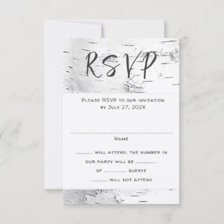 White Birch Wedding RSVP Guest Count Enclosure OSA Kort