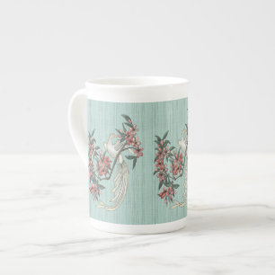 White Bird - Cherry Blommars Aqua Benporslin Mugg