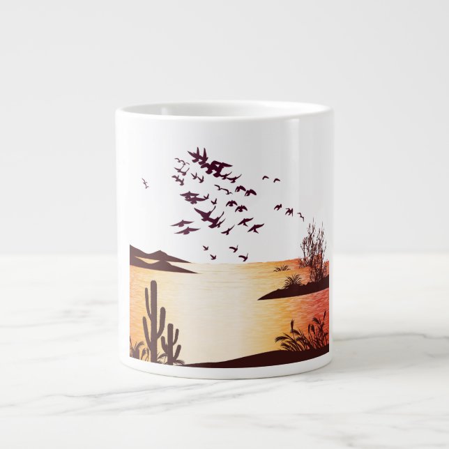 White Bird Design Mugg | Söt Natur Kaffe Kopp Jumbo Mugg (Framsidan)