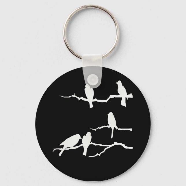 White Bird Silhouette Keychain Nyckelring (Framsida)