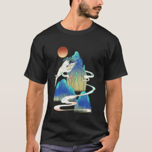 White Bird Snö Crane Sunset Chinese Painting Shan T Shirt