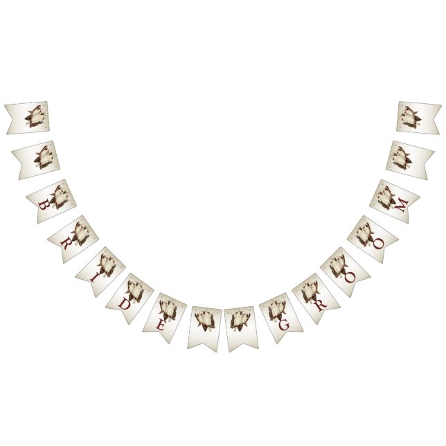 White Birds Bröllop Bunting Flagga (Alla)