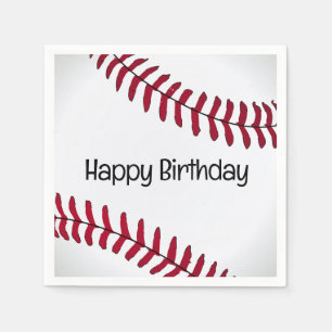 White Birthday Baseball Pappersservett