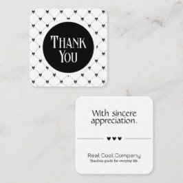 White & Black Bow Monogram Thank You Card Tilläggskort