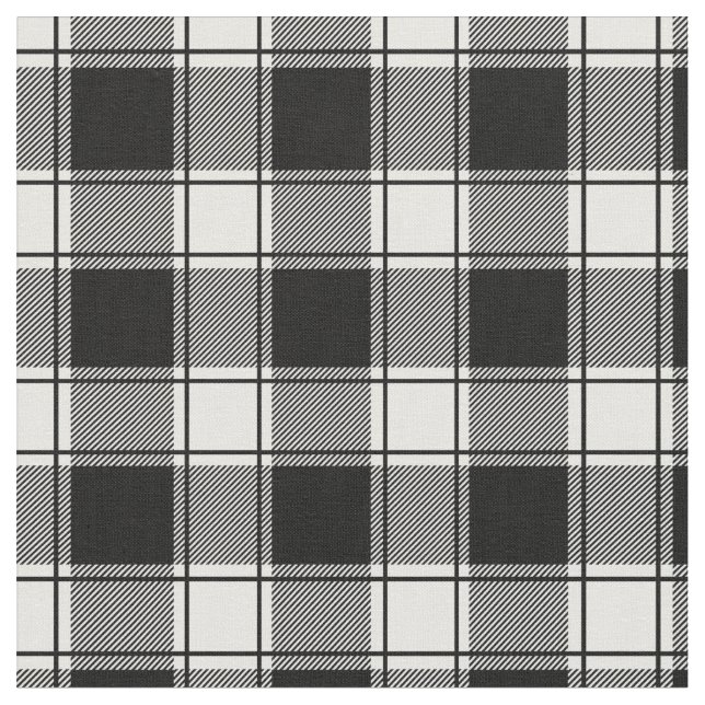 White & Black Buffalo Plaid Tyg (Närbild)