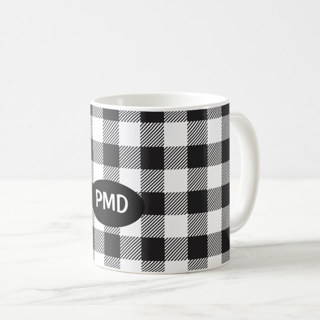 White Black Buffalo Play Monogram Personlig Kaffemugg (Framsida höger)