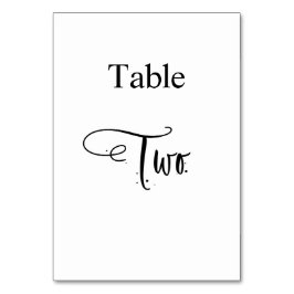 White Black calligraphy bord 2 elegant Bordsnummer