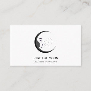 White Black Celestial Andlig Måne Horoscope Visitkort