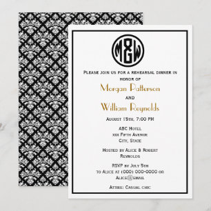 White Black Circle Monogram Font DIY BG Inbjudningar