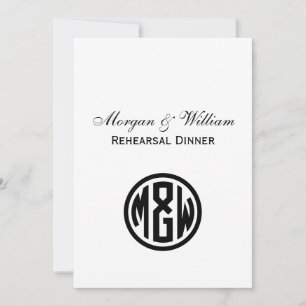 White Black Circle Monogram Font DIY BG Inbjudningar