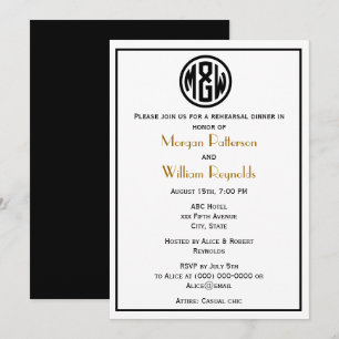 White Black Circle Monogram Font DIY BG Inbjudningar