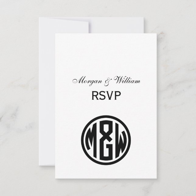 White Black Circle Monogram Font DIY BG OSA Kort (Framsida)