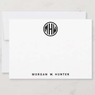White Black Circle Monogram Font DIY BG Tack Kort