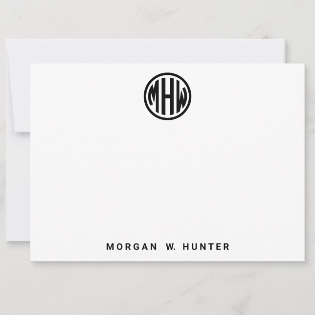 White Black Circle Monogram Font DIY BG Tack Kort (Skapare uppladdad)