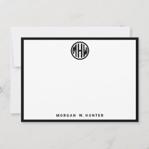 White Black Circle Monogram Font Moroccan DIY BG Tack Kort