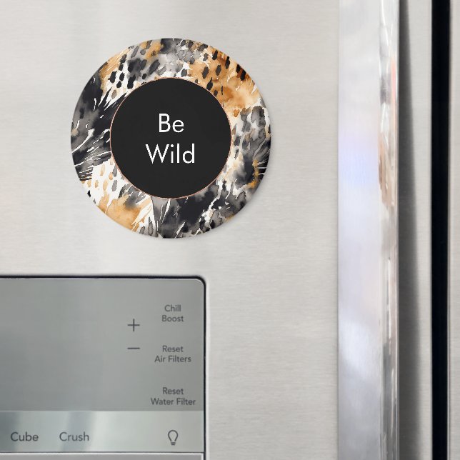 White Black Cream Leopard Animal Birthday Magnet (In Situ (Fridge))