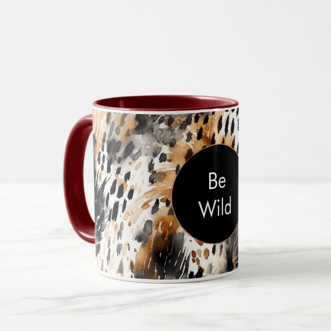 White Black Cream Leopard Animal Birthday Mugg (Framsida vänster)