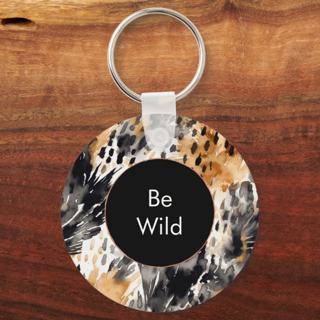 White Black Cream Leopard Animal Nyckelring (Framsida)