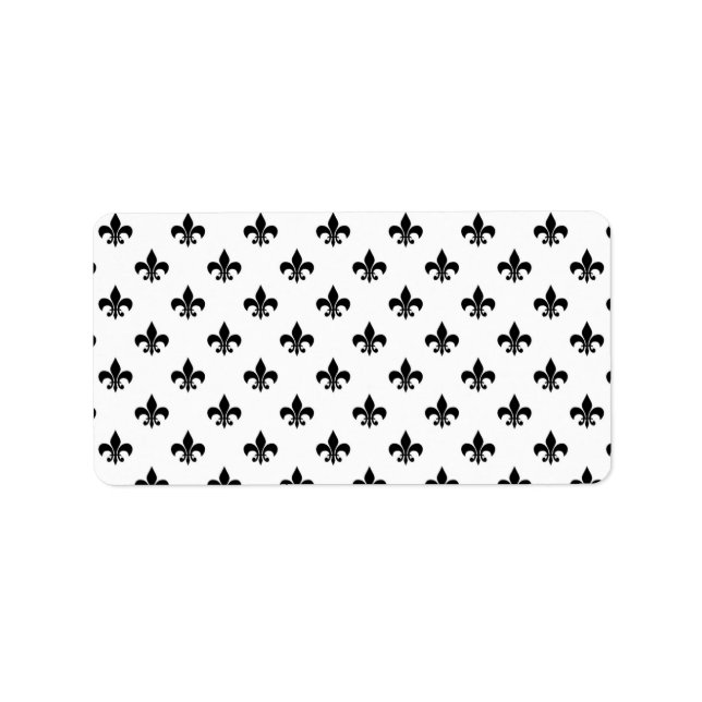 White Black Fleur De Lis delikat Mardi Gras Adressetikett (Framsidan)