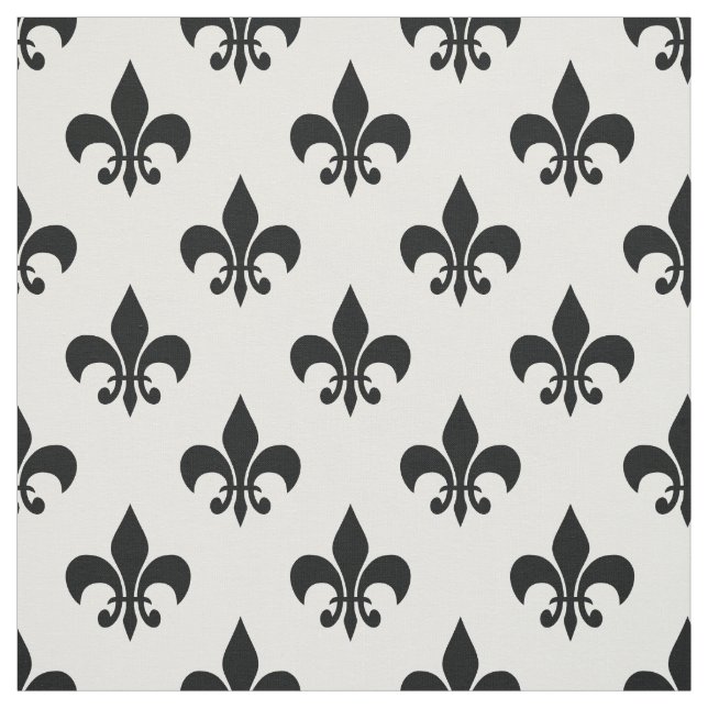 White Black Fleur-de-lis Textile Tyg (Provkarta)